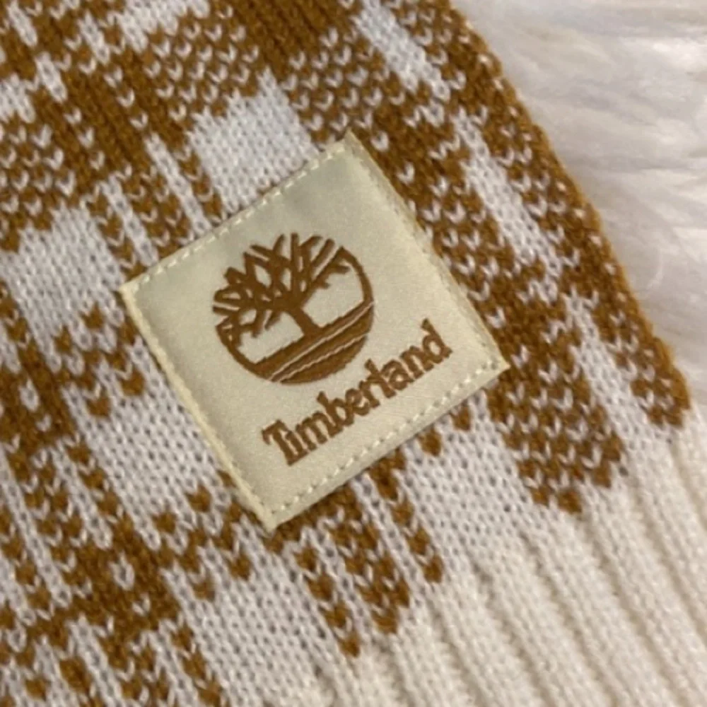 Timberland Tan and Cream Checkered Scarf